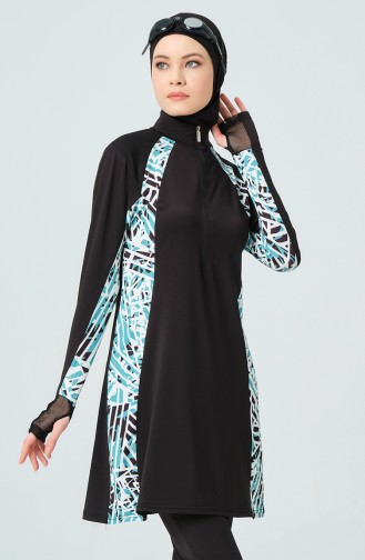 Long Sleeve Hijab Swimsuit 23677-02 Black 23677-02