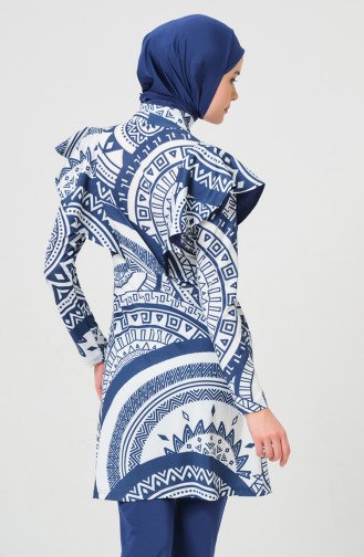 Hijab-Badeanzug mit Schwungrad-Detail 23678-01 Indigo 23678-01
