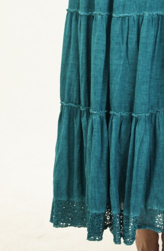 Jupe en Dentelle de Tissu Şile 00016-02 Turquoise 00016-02