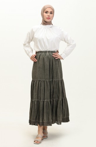 Şile Fabric Lace Skirt 00016-03 Khaki 00016-03