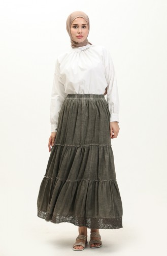Şile Fabric Lace Skirt 00016-03 Khaki 00016-03