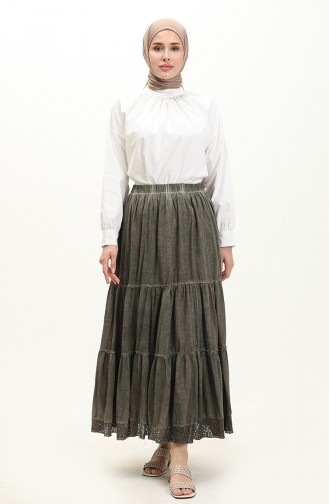 Şile Fabric Lace Skirt 00016-03 Khaki 00016-03