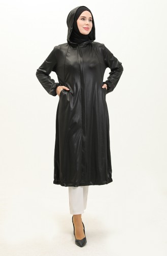 Vivezza Glanzende Flowy Abaya Met Capuchon 6984-01 Zwart 6984-01