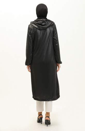 Vivezza Glanzende Flowy Abaya Met Capuchon 6984-01 Zwart 6984-01