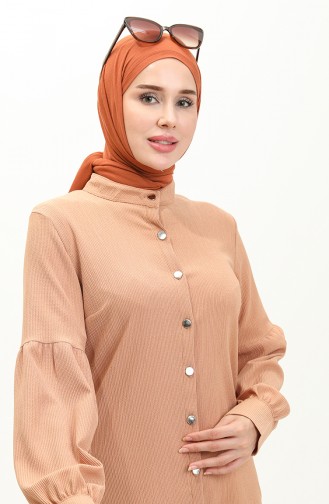 Bürümcük Kumaş Tunik Pantolon İkili Takım 6106-04 Vizon