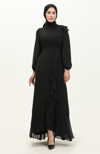 Chiffon Islamic Clothing Evening Dress 4927-03 Black 4927-03