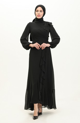 Chiffon Islamic Clothing Evening Dress 4927-03 Black 4927-03