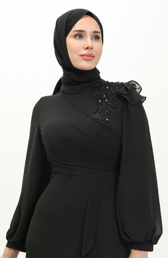 Chiffon Islamic Clothing Evening Dress 4927-03 Black 4927-03