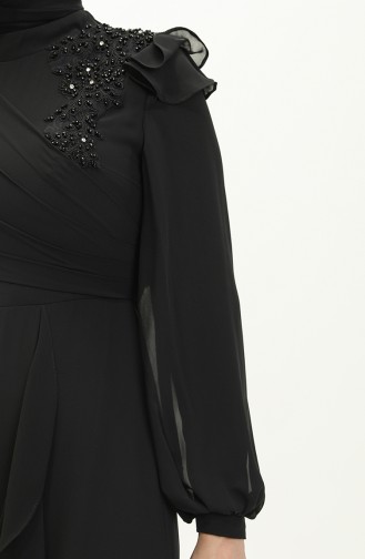 Chiffon Islamic Clothing Evening Dress 4927-03 Black 4927-03