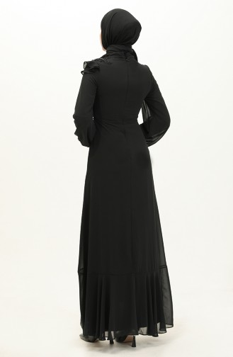 Chiffon Islamic Clothing Evening Dress 4927-03 Black 4927-03