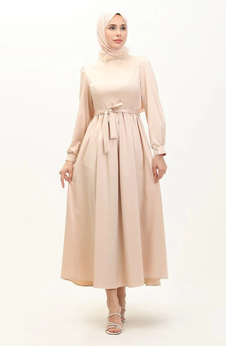 Beige Hijab-Abendkleider 14588