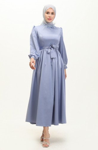 Blue Hijab Evening Dress 14589