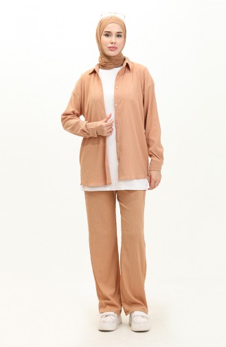 Crepe Fabric Two Piece Suit 6107-04 Mink 6107-04