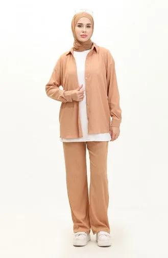 Crepe Fabric Two Piece Suit 6107-04 Mink 6107-04
