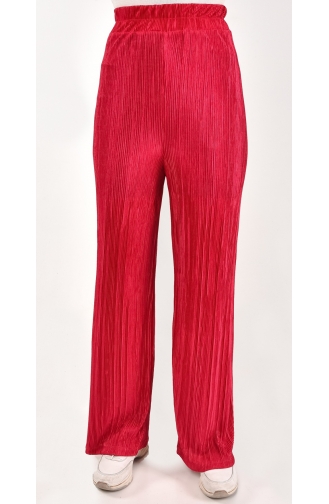 Bürümcük Kumaş Geniş Paça Pantolon 6008-04 Fuşya