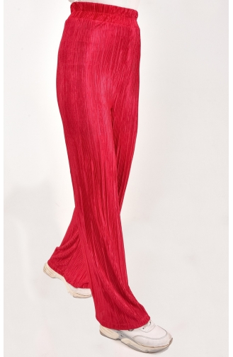 Bürümcük Kumaş Geniş Paça Pantolon 6008-04 Fuşya
