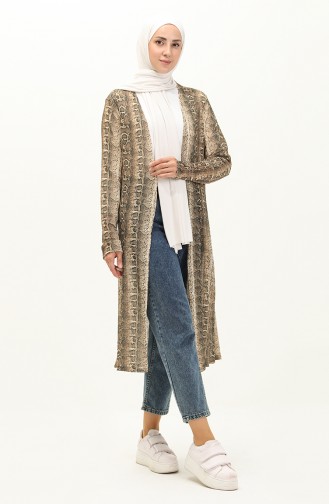 Leopard Patterned Cardigan 8635-01 Brown 8635-01