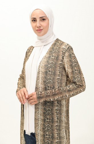 Leopard Patterned Cardigan 8635-01 Brown 8635-01