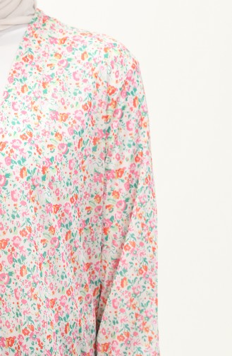 Cardigan Long à Motif 8638-01 Ecru Rose 8638-01