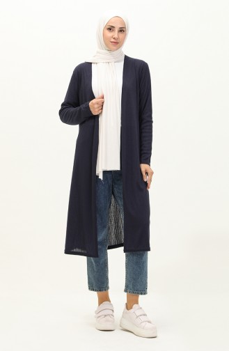 Plain Long Cardigan 8641-01 Navy Blue 8641-01