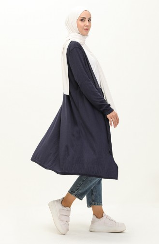 Plain Long Cardigan 8641-01 Navy Blue 8641-01