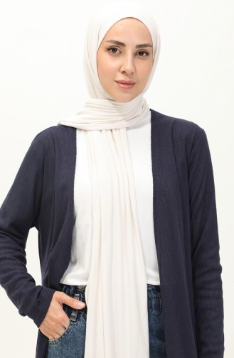 Plain Long Cardigan 8641-01 Navy Blue 8641-01