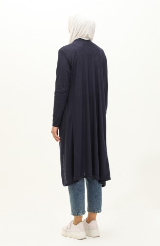 Plain Long Cardigan 8641-01 Navy Blue 8641-01