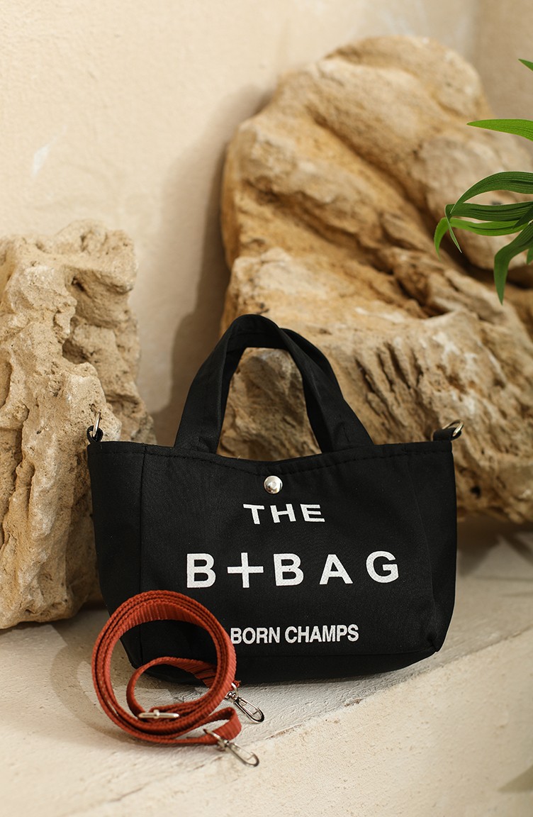 Lettering Pattern Shoulder Bag 5018 01 Black Tile 5018 01 Sefamerve