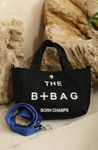 Sac à Bandoulière à Motif 5018-02 Noir Bleu Roi 5018-02