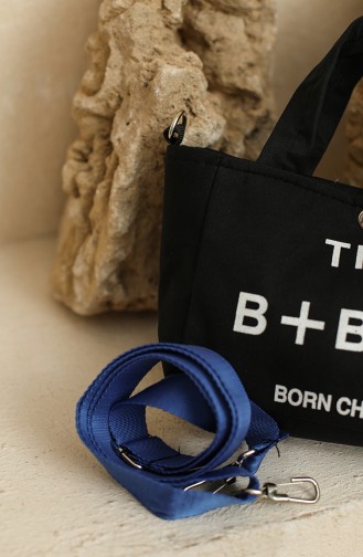 Sac à Bandoulière à Motif 5018-02 Noir Bleu Roi 5018-02
