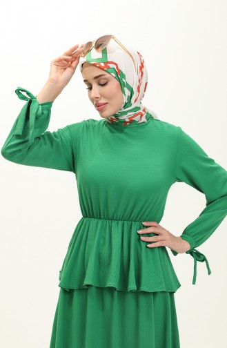 Ensemble Jupe Blouse Tissu Aerobin 0124-05 Vert Emeraude 0124-05