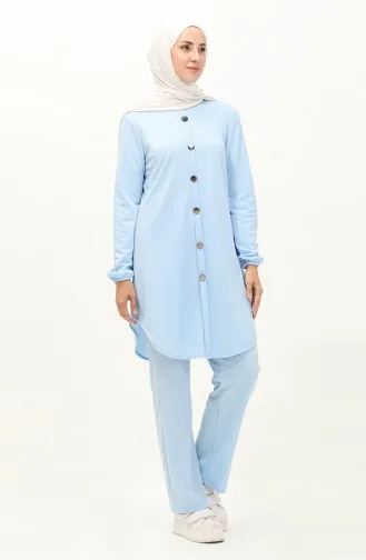 Buttoned Two Piece Suit 1720-02 Baby Blue 1720-02