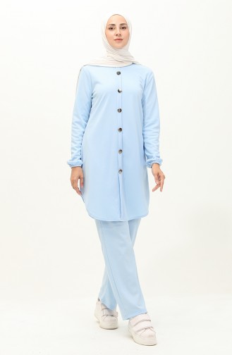 Geknöpfte Tunika-Hose Doppelset 1720-02 Babyblau 1720-02