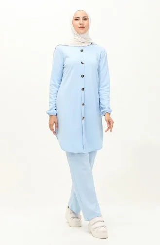 Buttoned Two Piece Suit 1720-02 Baby Blue 1720-02