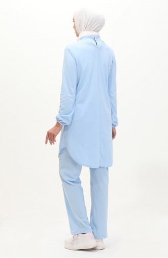 Buttoned Two Piece Suit 1720-02 Baby Blue 1720-02