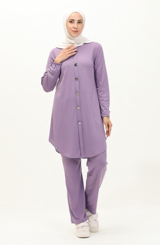 Buttoned Two Piece Suit 1720-03 Lilac 1720-03