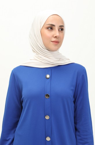 Düğmeli Tunik Pantolon İkili Takım 1720-04 Saks