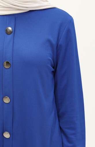 Düğmeli Tunik Pantolon İkili Takım 1720-04 Saks