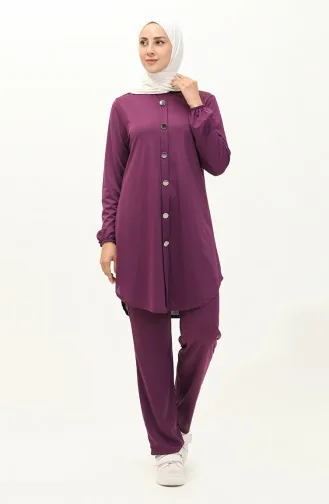 Buttoned Two Piece Suit 1720-05 Plum 1720-05