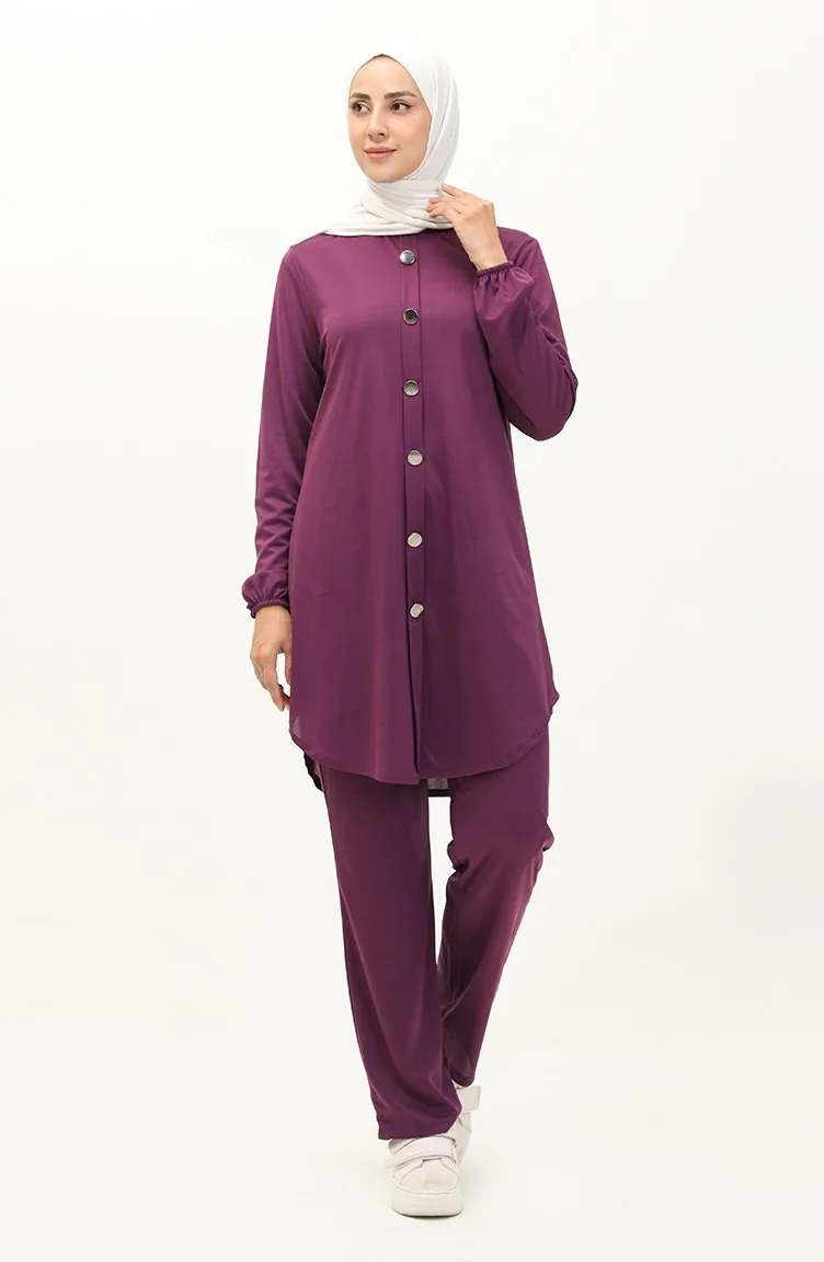 Buttoned Two Piece Suit 1720-05 Plum 1720-05