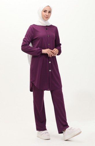 Geknöpfte Tunika-Hose Doppelset 1720-05 Lila 1720-05