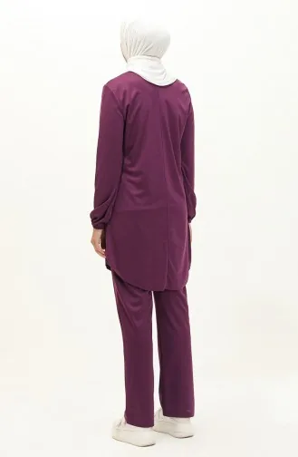 Buttoned Two Piece Suit 1720-05 Plum 1720-05