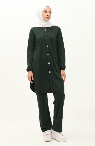 Buttoned Two Piece Suit 1720-06 Emerald Green 1720-06
