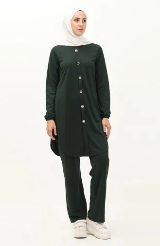 Buttoned Two Piece Suit 1720-06 Emerald Green 1720-06