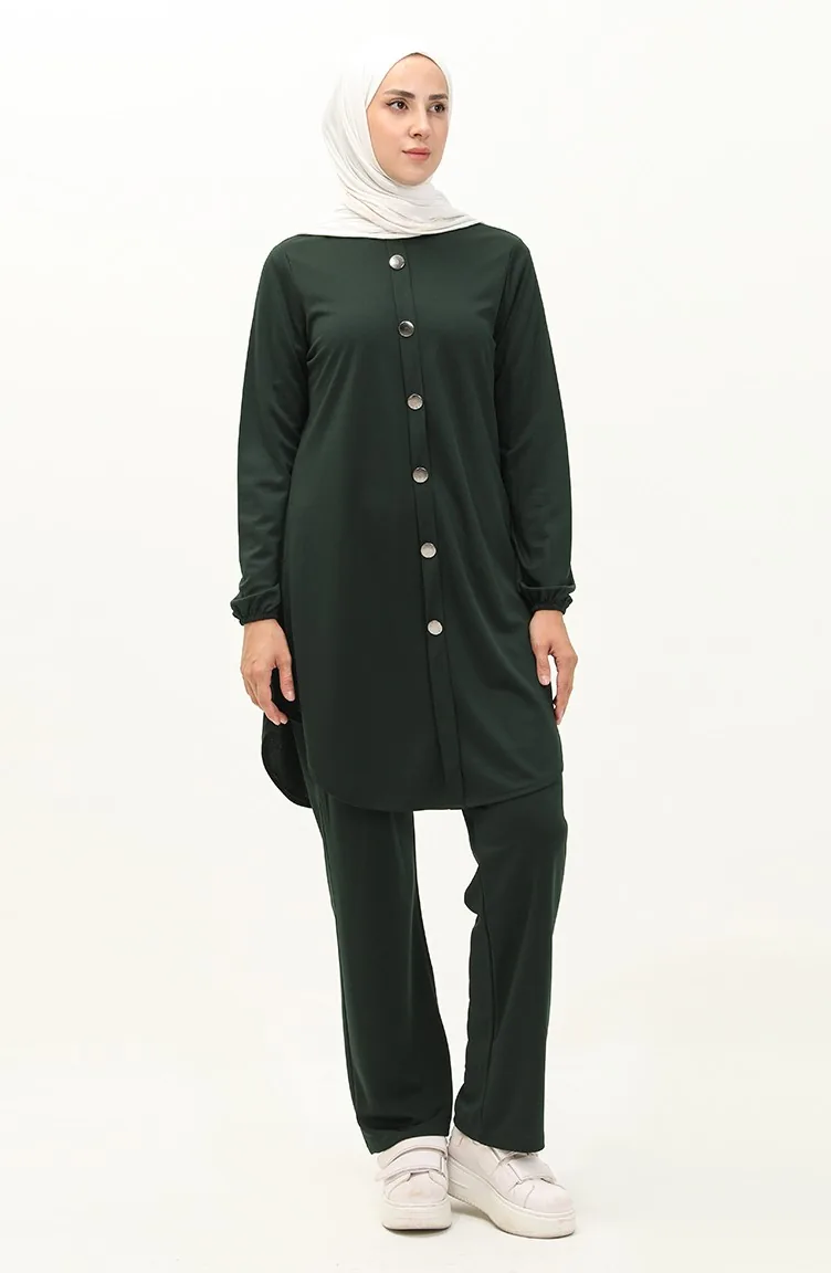 Buttoned Two Piece Suit 1720-06 Emerald Green 1720-06