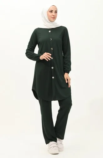 Buttoned Two Piece Suit 1720-06 Emerald Green 1720-06