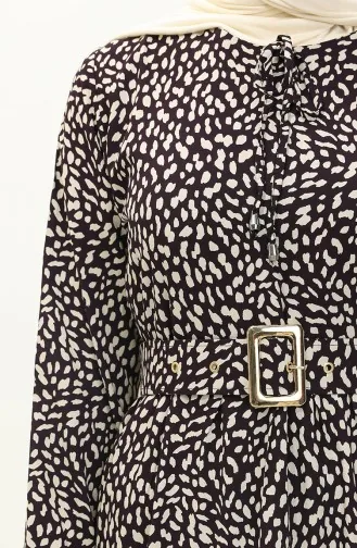 Robe Viscose à Motif 2204-03 Pourpre 2204-03