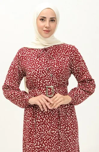 Claret red İslamitische Jurk 2204-05