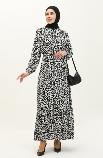 Leopard Print Viscose Dress 0115-01 Black And white 0115-01