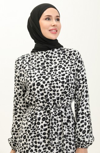 Leopard Print Viscose Dress 0115-01 Black And white 0115-01